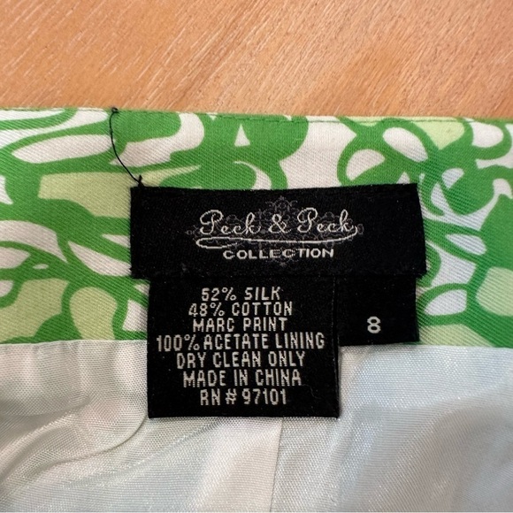 Peck & Peck Green White Women's Silk Floral Pleated Mini Skirt Multicolor 8 - Picture 6 of 8